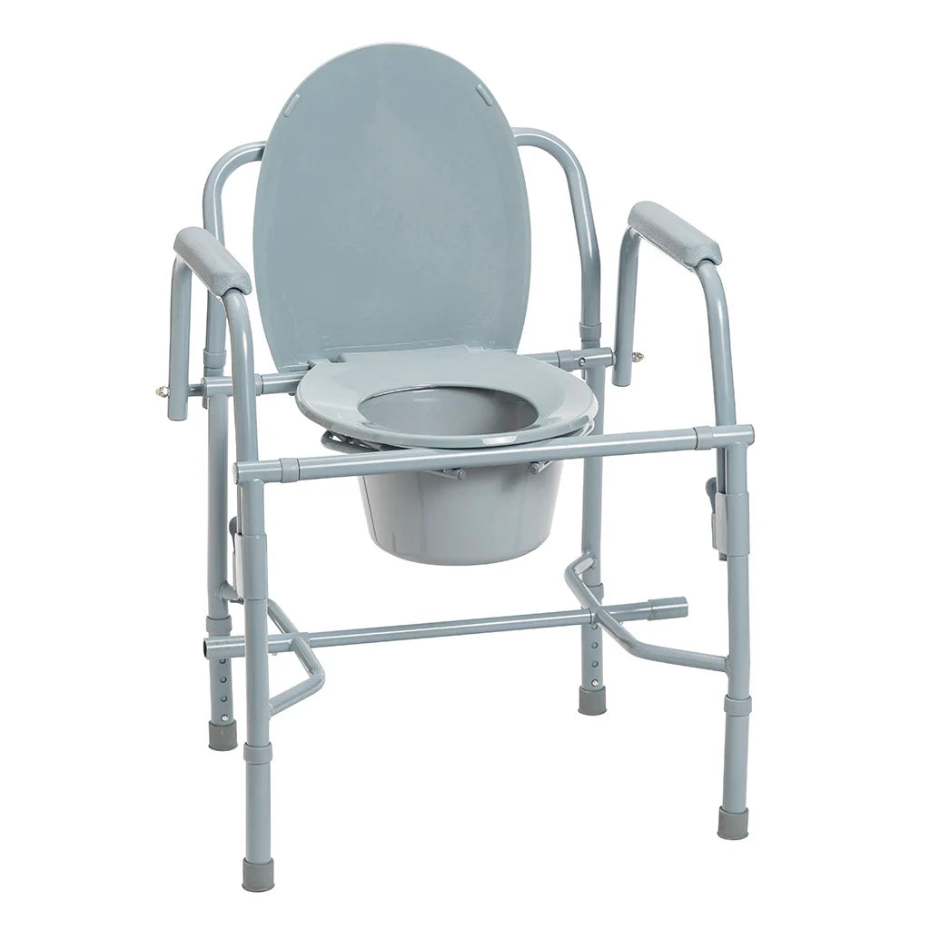 Drive Medical Deluxe Steel Drop Arm Commode, 300 lbs. Weight Capacity #11125KD-1