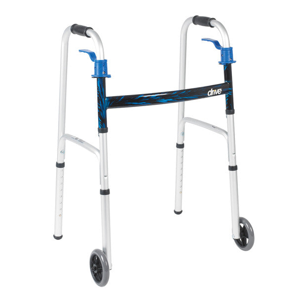 Drive Medical Deluxe, Trigger Release Folding Walker with 5" Wheels, JUNIOR #10227