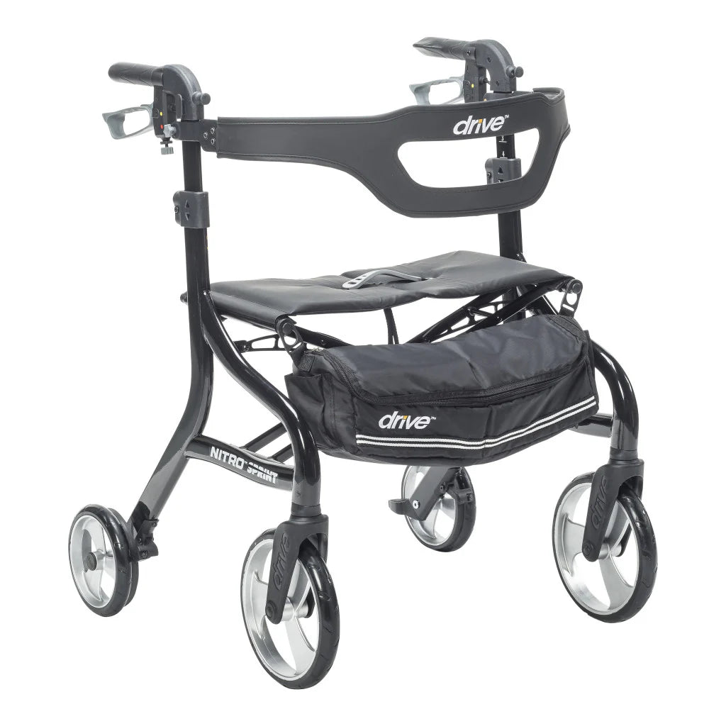 DRIVE MEDICAL NitroÂ® Sprint Heavy-Duty Rollator, 1 EA (#102662BK-HD)