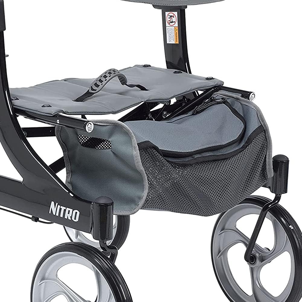 Drive Medical Nitro Aluminum Rollator, Hemi Height, 10 Inch Casters, 1 Count #RTL10266BK-H