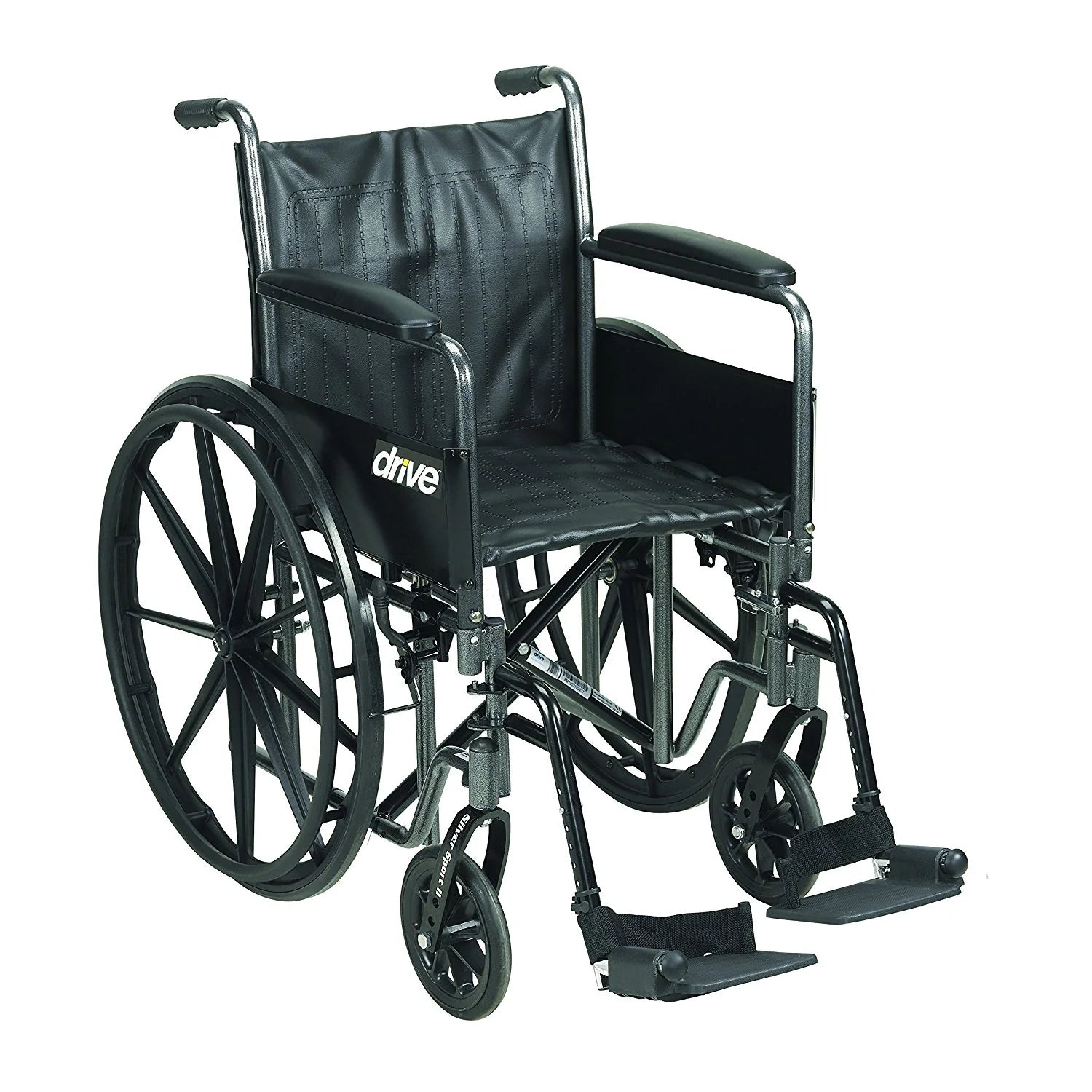 Drive Medical Wheelchair Silver Sport 2, Swing-Away Footrest, 18 Inch Seat Width, Adult, 300 lbs. Weight Capacity #SSP218DFA-SF
