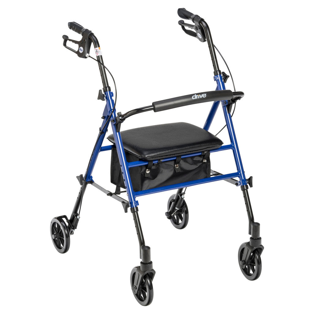 Drive Medical Adjustable Height Rollator, 6" Casters, 1 EA #RTL10261BL