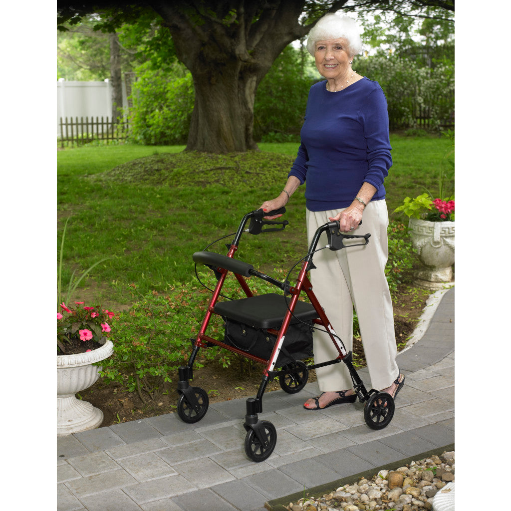 Drive Medical Adjustable Height Rollator, 6" Casters, 1 EA #RTL10261BL