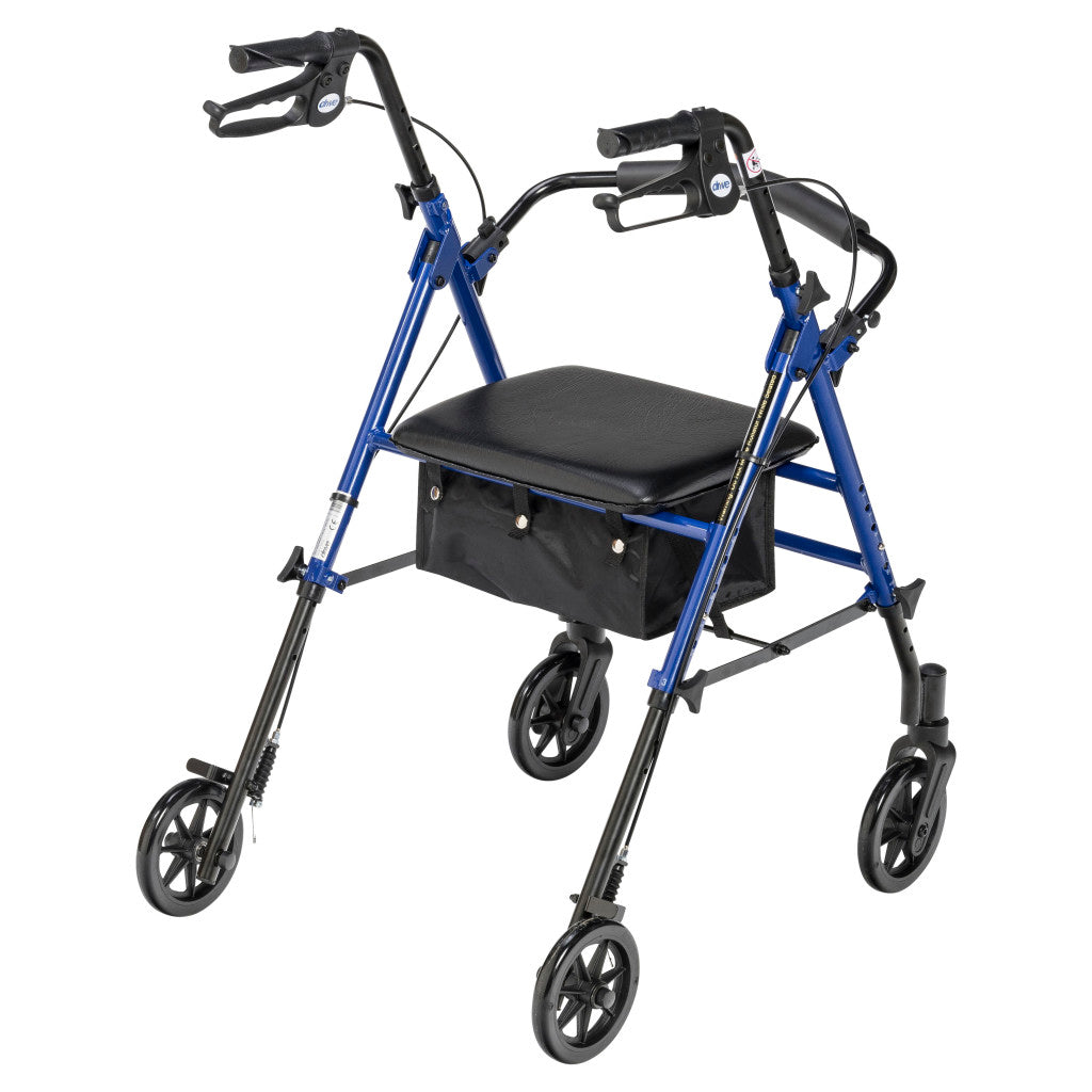 Drive Medical Adjustable Height Rollator, 6" Casters, 1 EA #RTL10261BL