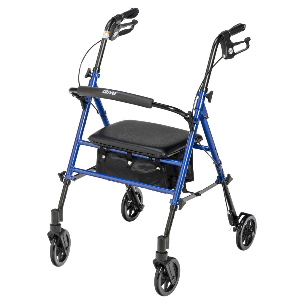 Drive Medical Adjustable Height Rollator, 6" Casters, 1 EA #RTL10261BL