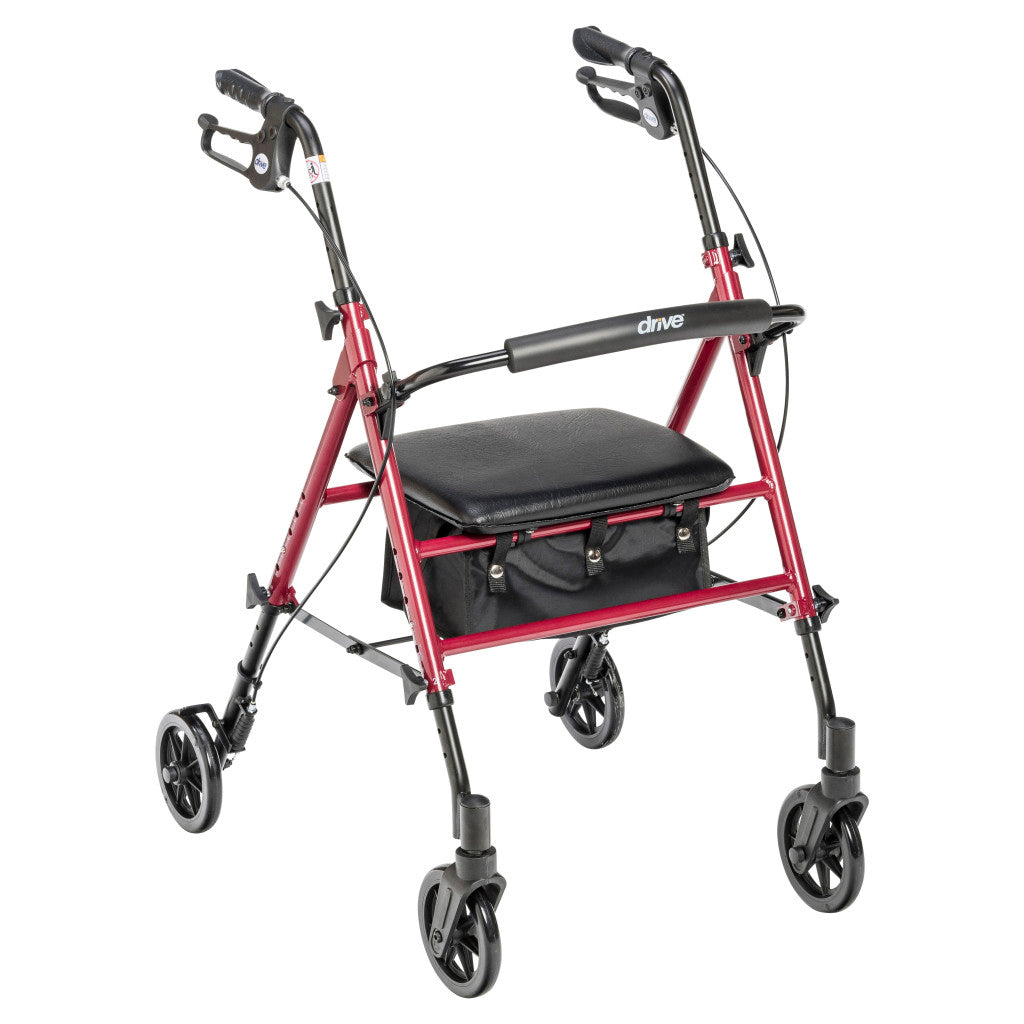 Drive Medical Adjustable Height Rollator, 6" Casters, 1 EA #RTL10261RD