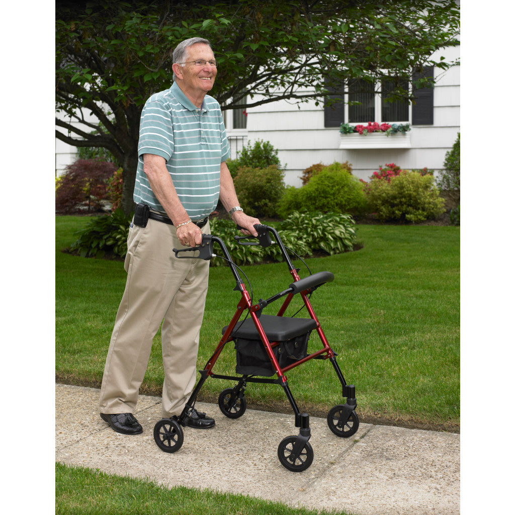 Drive Medical Adjustable Height Rollator, 6" Casters, 1 EA #RTL10261RD