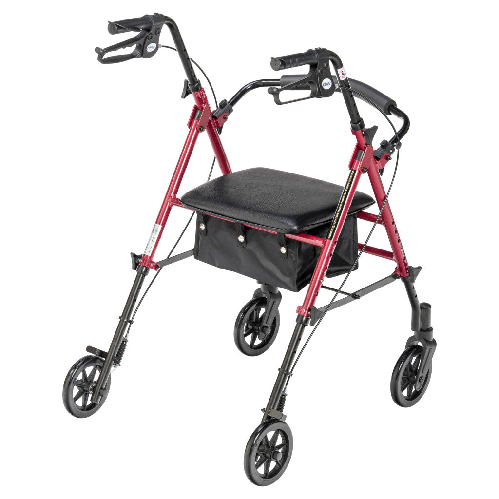 Drive Medical Adjustable Height Rollator, 6" Casters, 1 EA #RTL10261RD