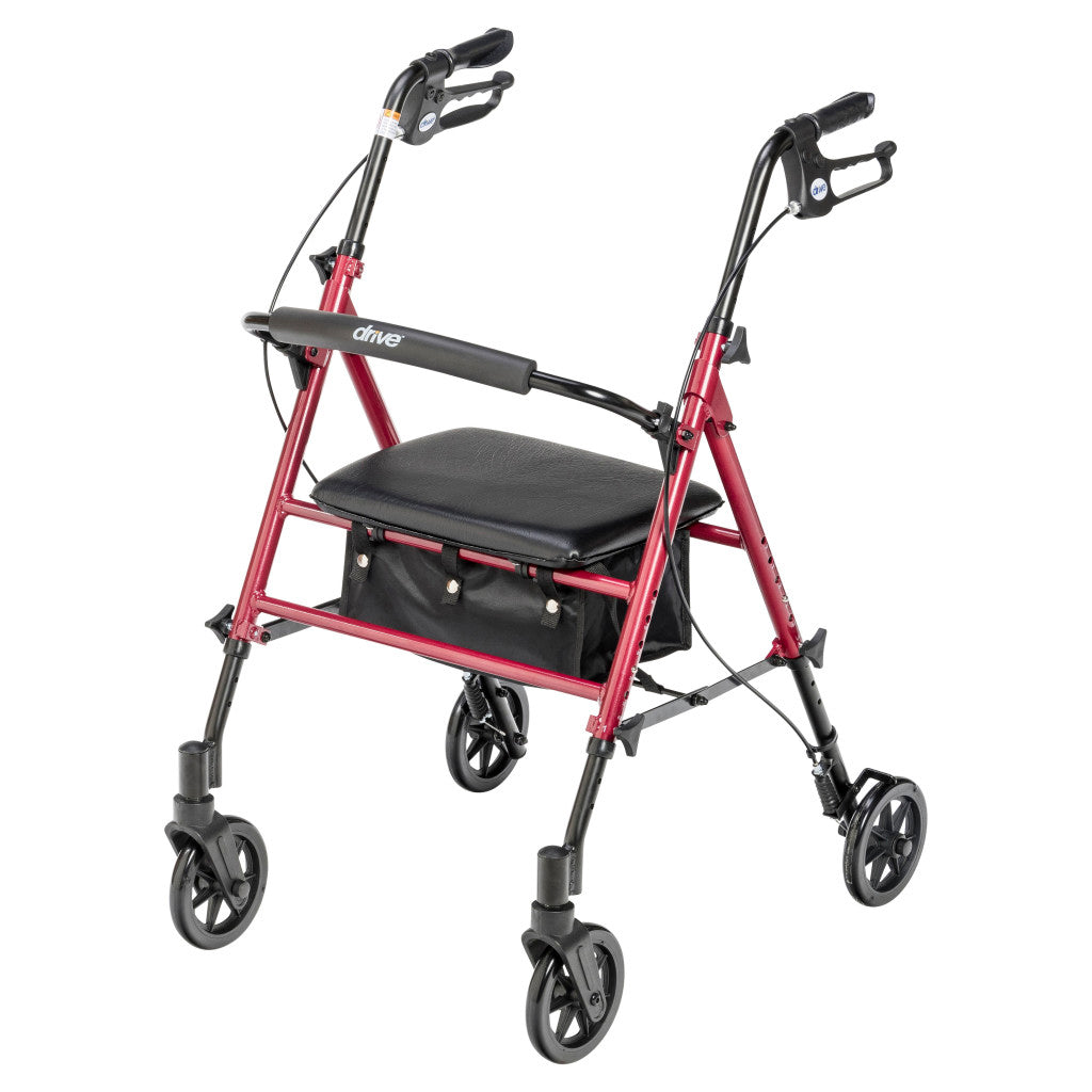 Drive Medical Adjustable Height Rollator, 6" Casters, 1 EA #RTL10261RD
