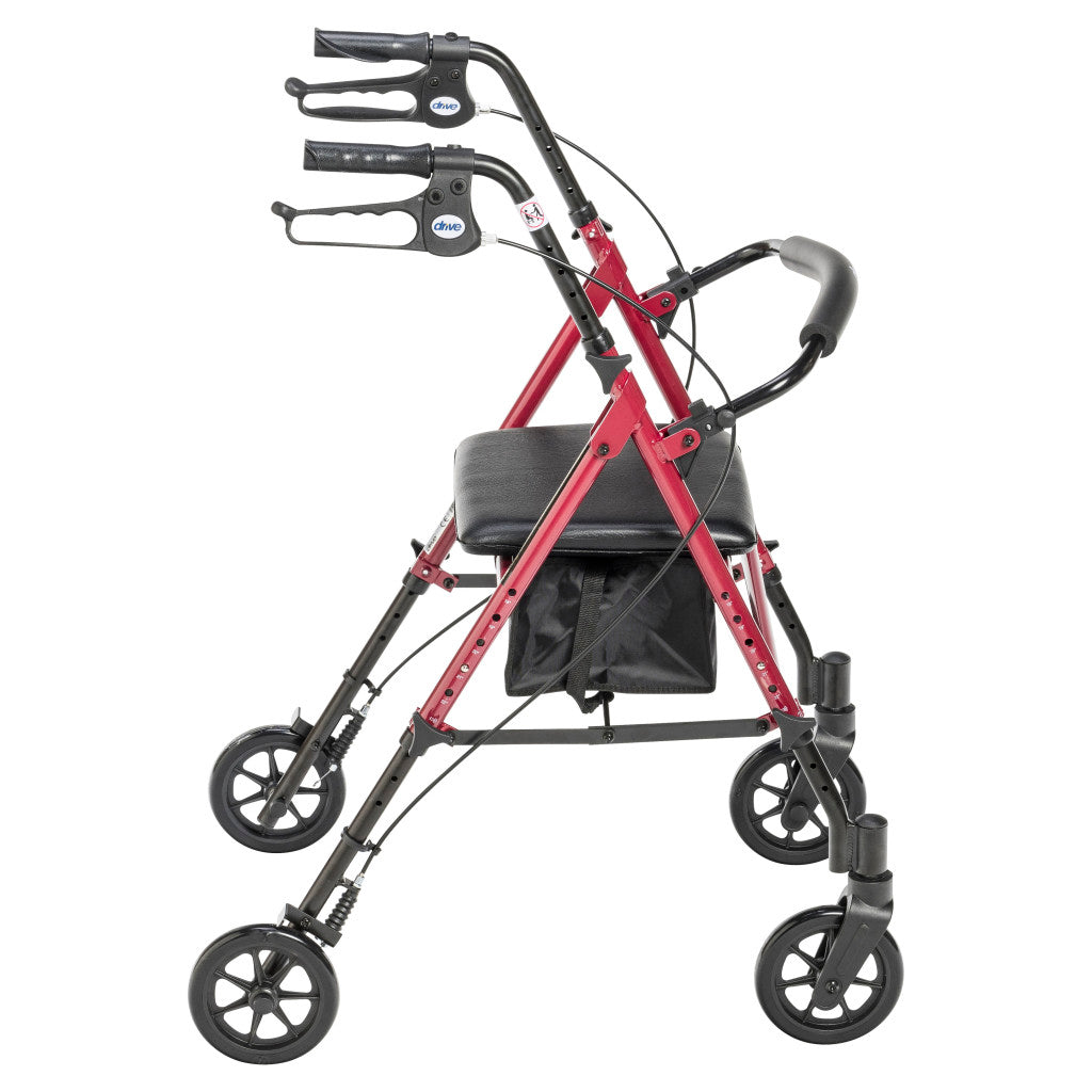 Drive Medical Adjustable Height Rollator, 6" Casters, 1 EA #RTL10261RD