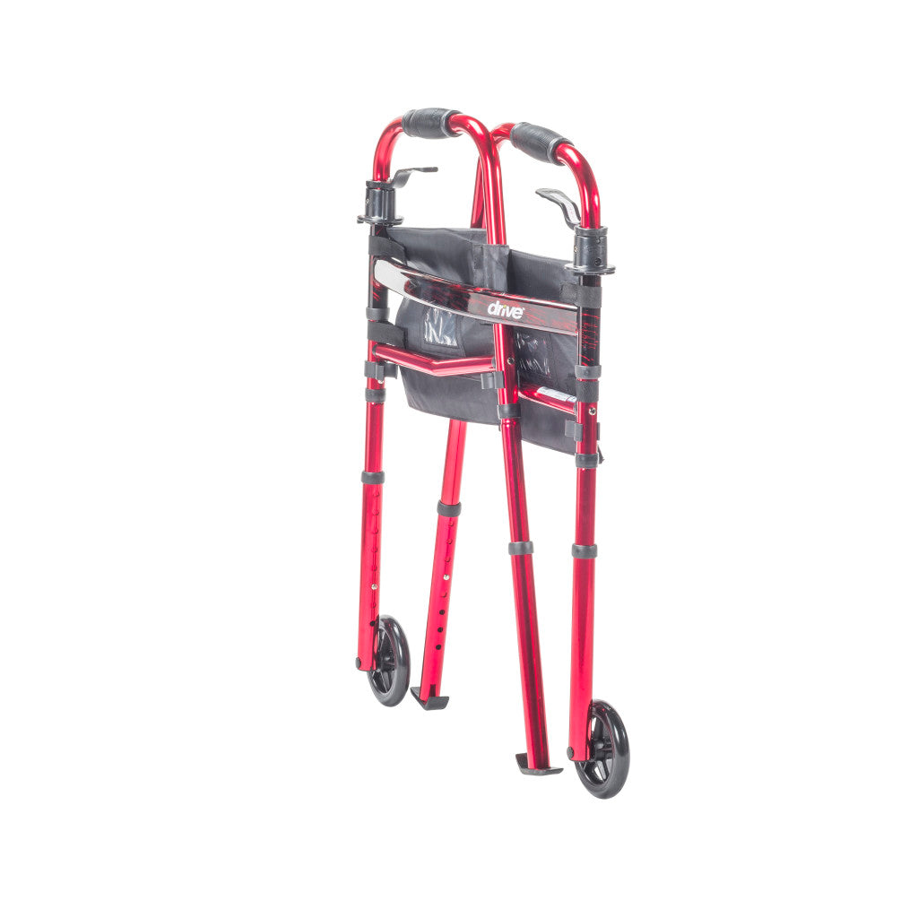 Drive Medical Deluxe Folding Travel Walker with 5" Wheels, 1 EA #RTL10263KDR