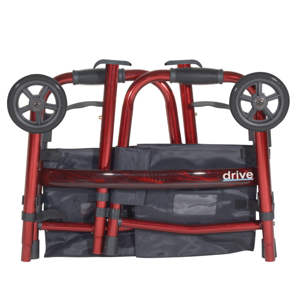 Drive Medical Deluxe Folding Travel Walker with 5" Wheels, 1 EA #RTL10263KDR