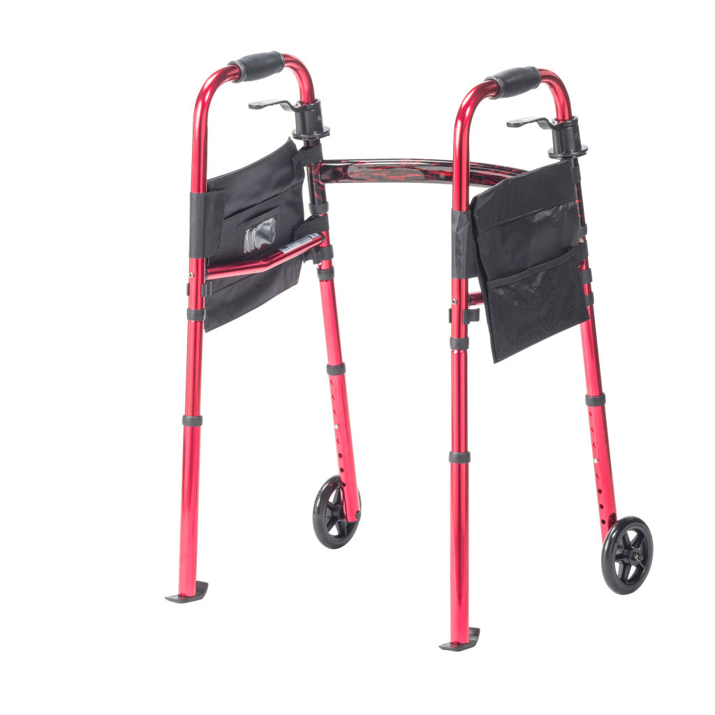 Drive Medical Deluxe Folding Travel Walker with 5" Wheels, 1 EA #RTL10263KDR
