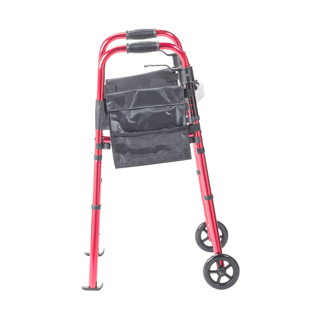 Drive Medical Deluxe Folding Travel Walker with 5" Wheels, 1 EA #RTL10263KDR