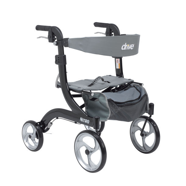 Drive Medical Nitro Aluminum Rollator, Hemi Height, 10 Inch Casters, 1 Count #RTL10266BK-H
