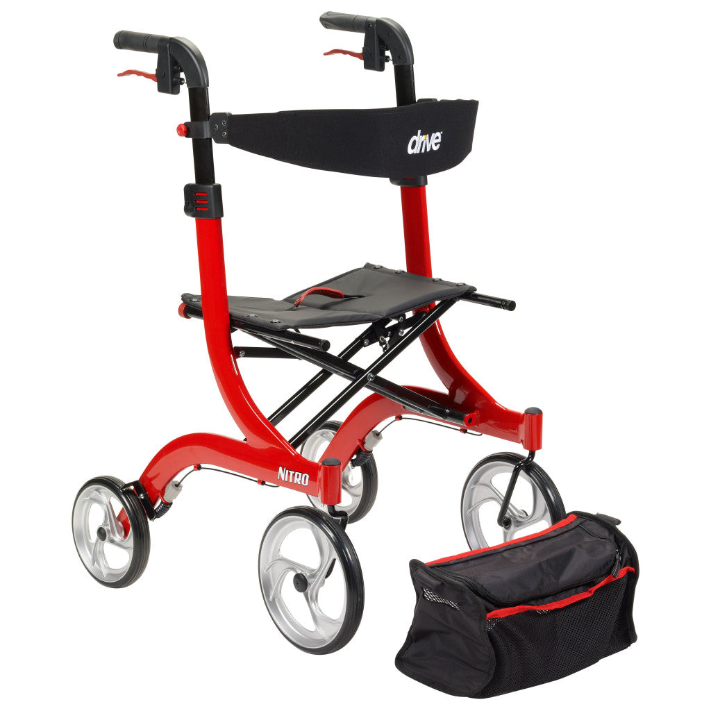 Drive Medical Nitro Aluminum Rollator, 10" Casters, 1 Count